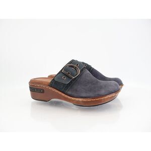 Born Women's Banyan Mule Size 6 Wedge Heel Clog Slip On Blue Suede Comfy Shoe